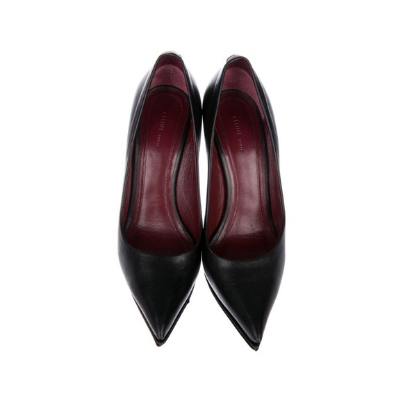 CELINE Paris Leather Pointed-Toe Wedges Pumps - Picture 6 of 8